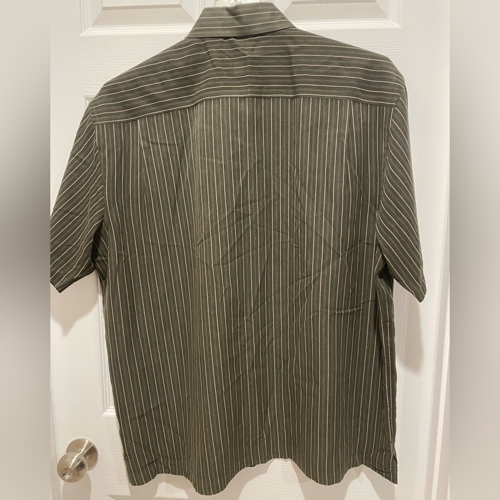 Van Heusen Olive Pinstripe Short Sleeve Shirt. - Picture 5 of 5